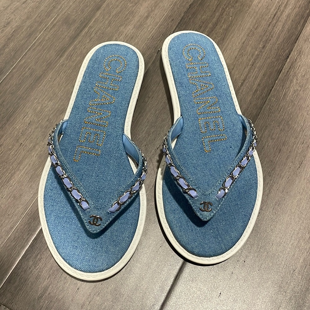 Authentic NEW Chanel denim sandals
